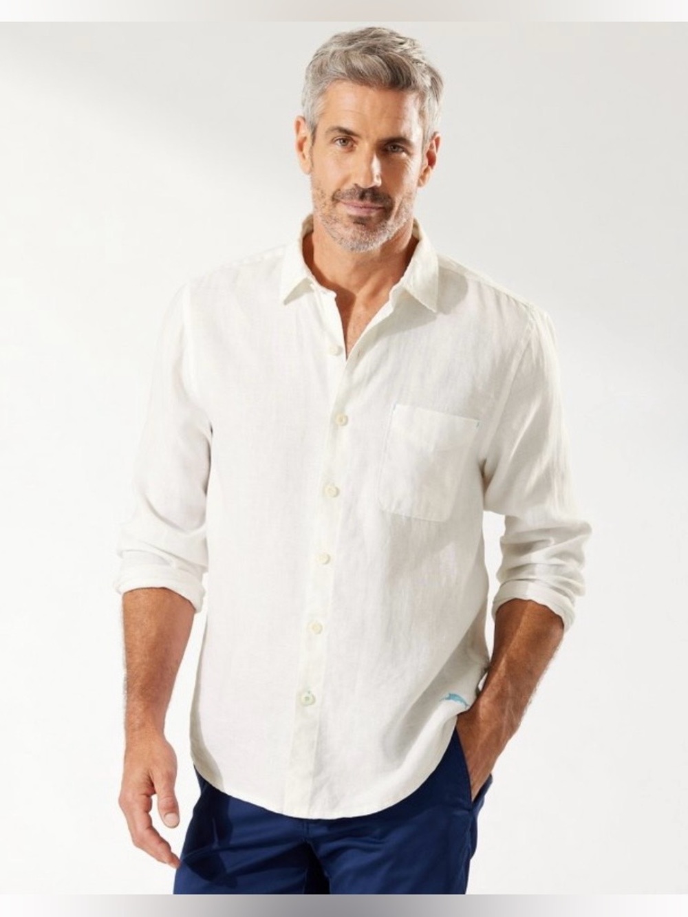 Tommy Bahama Sea Glass Breezer Linen Shirt Mens 3XLB White Marlin Beach Coastal